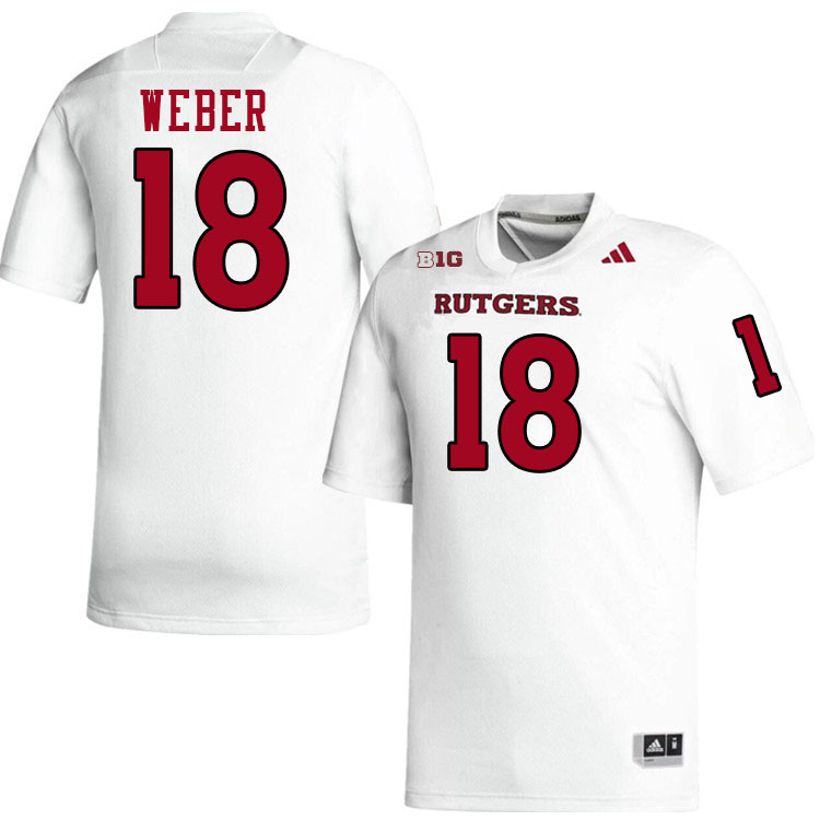Rutgers Scarlet Knights #18 Colin Weber College Football Jerseys Stitched-White Rutgers Scarlet Knights #18 Colin Weber College Football Jerseys Stitched-White